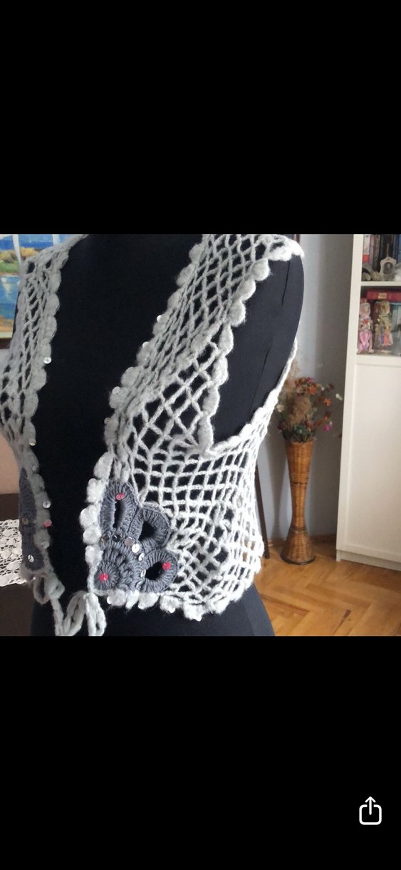 Örgü crop yelek - Görsel 2