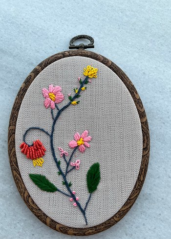 Bohem Tarzı Nakışlı Çiçek Desenli Dekoratif Çerçeve