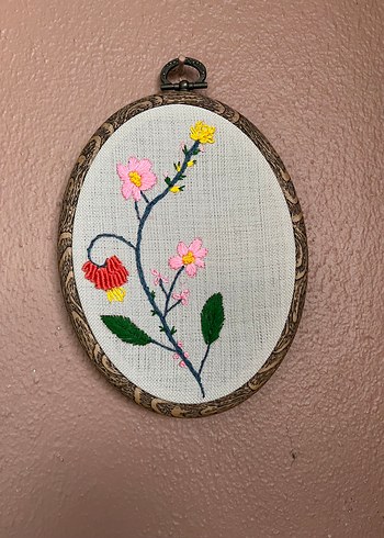 Bohem Tarzı Nakışlı Çiçek Desenli Dekoratif Çerçeve