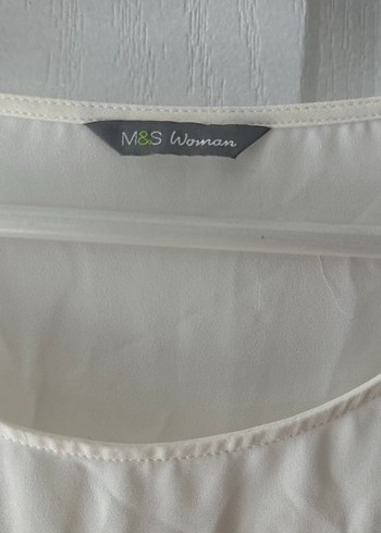 Taş baskılı krem Kadın Bluz, Kısa Kollu, Salaş - Görsel 2