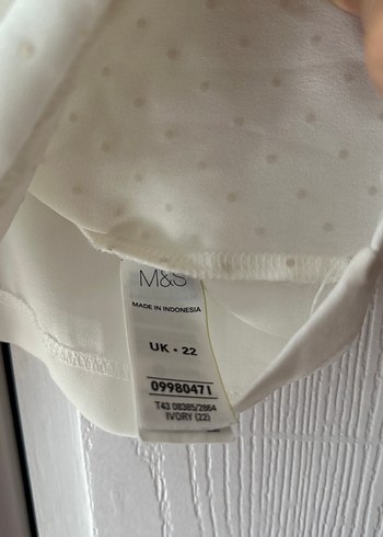 Taş baskılı krem Kadın Bluz, Kısa Kollu, Salaş - Görsel 3