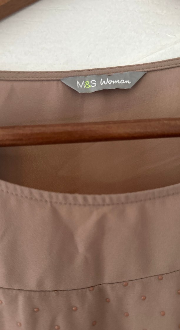 Açık kahve  Kısa Kollu Salaş Bluz - Görsel 2