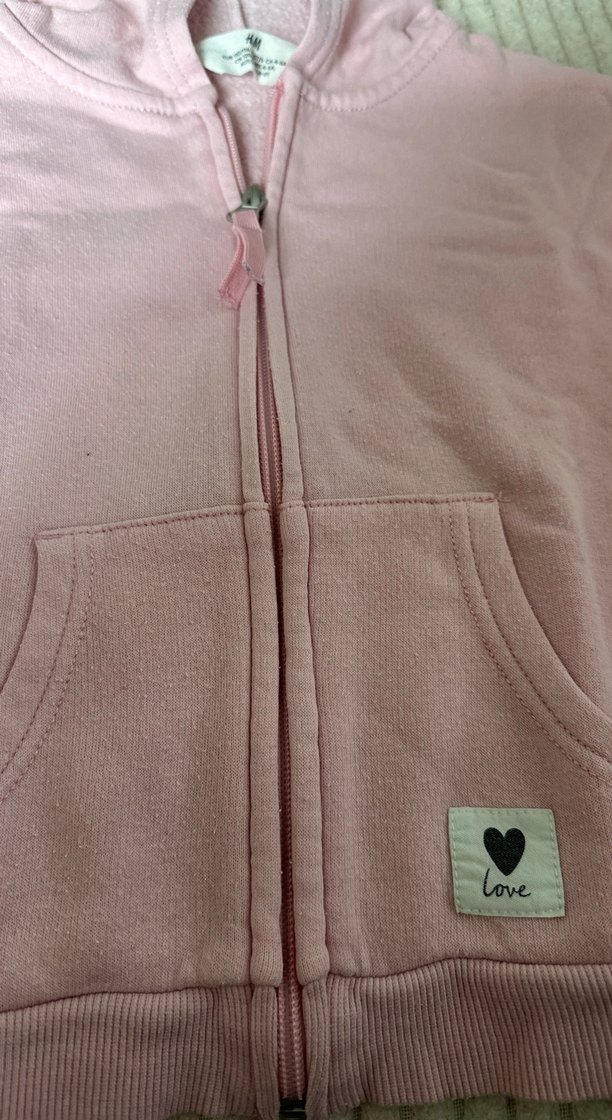Hm Kız Çocuk Pembe Kapüşonlu Fermuarlı Sweatshirt - Görsel 4