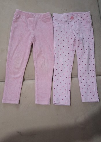 Kız Çocuk Pembe Tayt ve Puantiyeli Pantolon