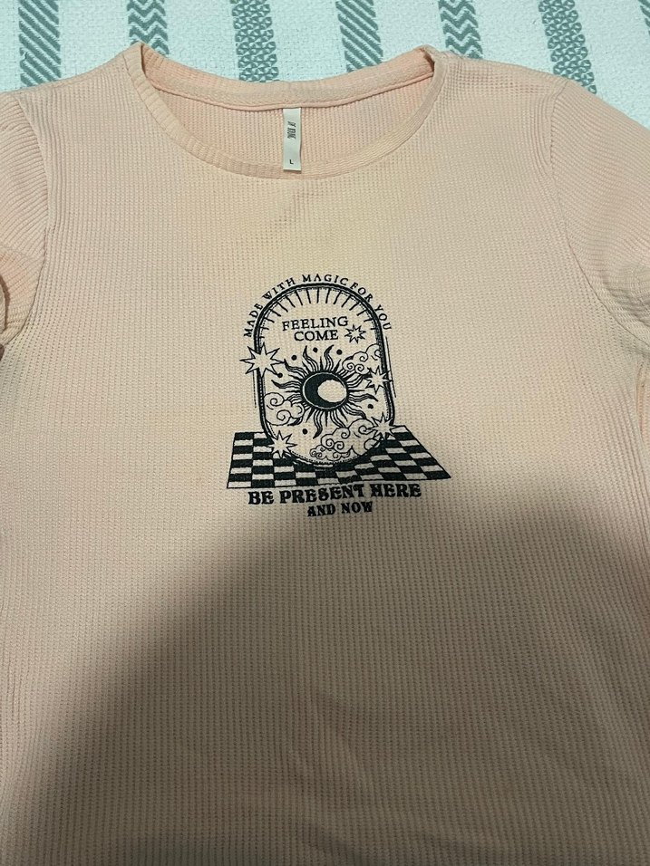 Bej Baskılı Bohem Tişörtü - Görsel 2