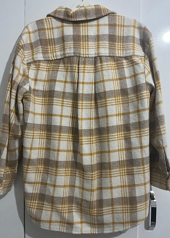 Bej Ekoseli Düğmeli Uzun Kollu Gömlek - Görsel 2