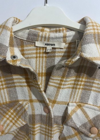 Bej Ekoseli Düğmeli Uzun Kollu Gömlek - Görsel 3