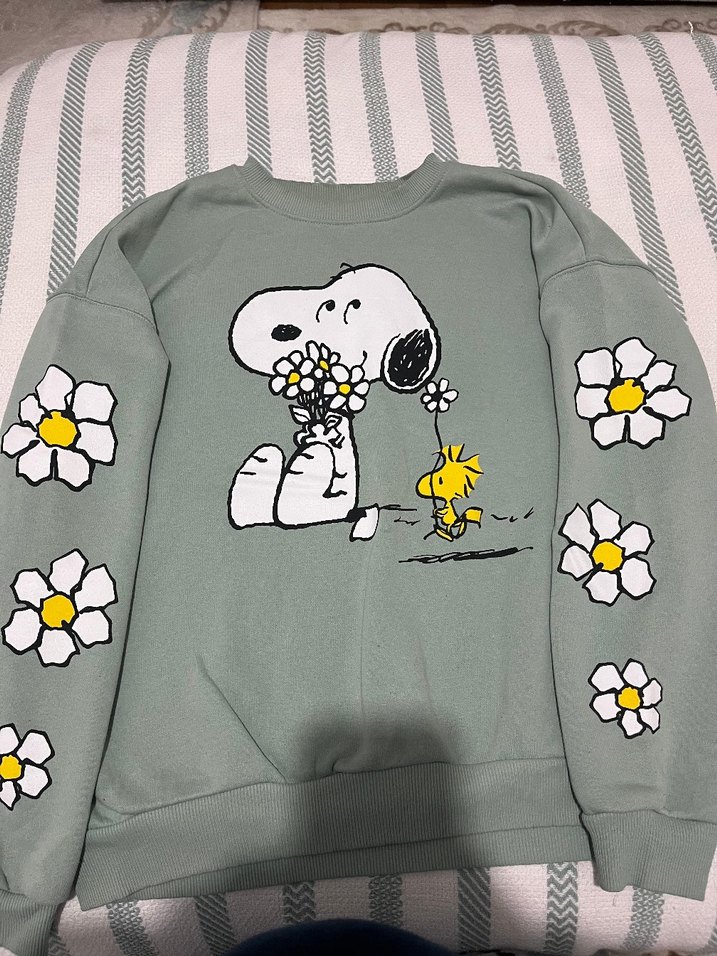 Gri Snoopy Baskılı Kadın Sweatshirt - Görsel 2