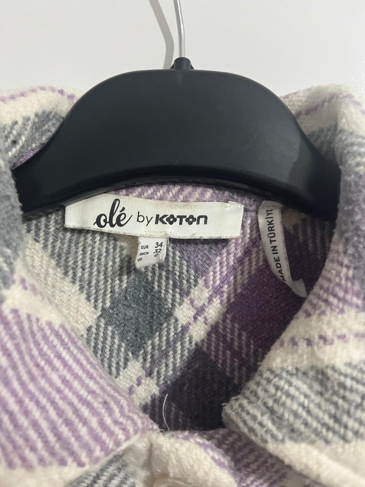 Düğmeli Ekose Kadın Gömlek Ceket - Görsel 3