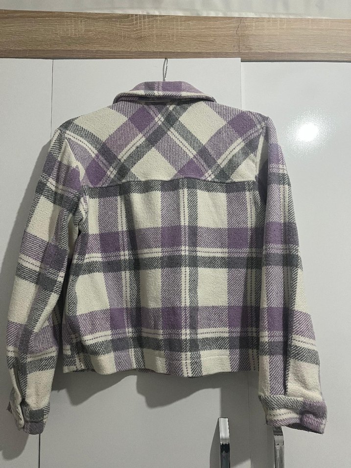 Düğmeli Ekose Kadın Gömlek Ceket - Görsel 2