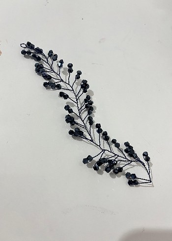 Siyah Boncuklu Minimalist Saç Aksesuarı - Görsel 3