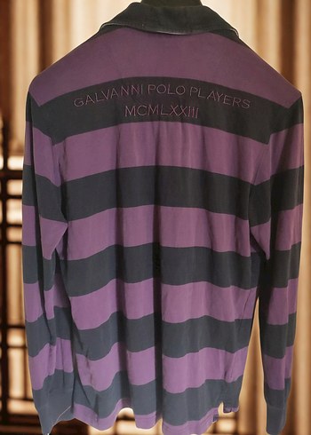 Uzun Kollu Mor Baskılı Erkek Polo Tişört - Görsel 2