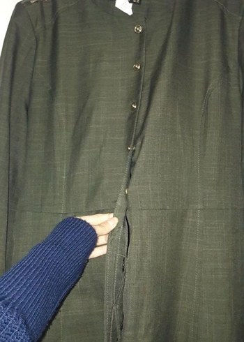 Düğmeli Uzun Siyah Kadın Elbise - Görsel 5