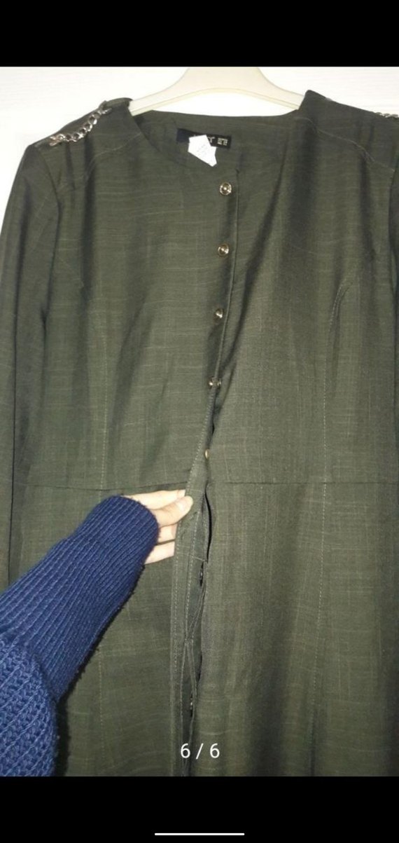 Düğmeli Uzun Siyah Kadın Elbise - Görsel 5