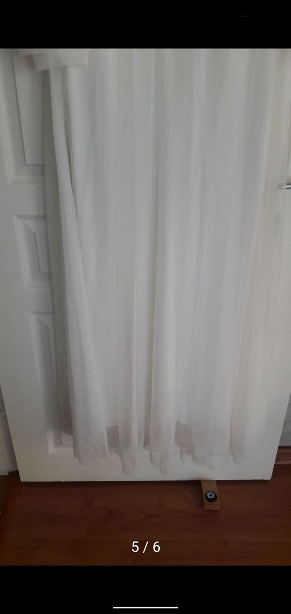 Drapeli Beyaz Uzun Keten Elbise - Görsel 3