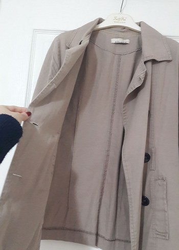 Bej Düğmeli Kadın Trençkot - Görsel 7