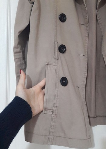 Bej Düğmeli Kadın Trençkot - Görsel 4