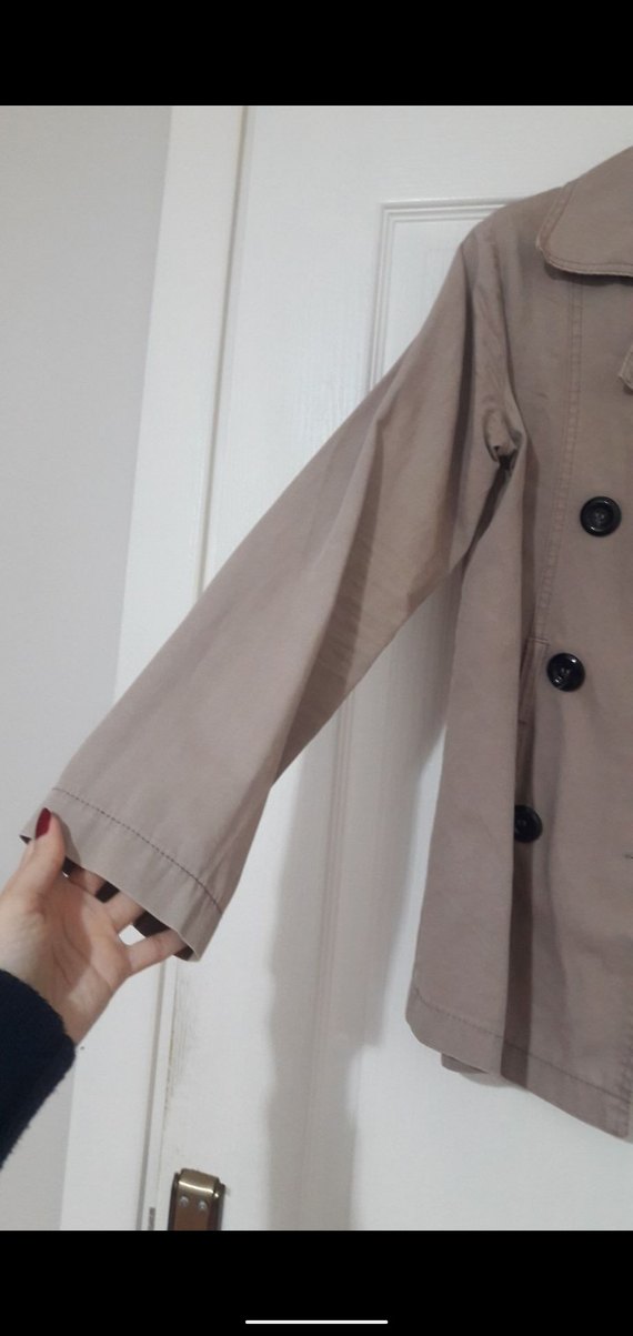 Bej Düğmeli Kadın Trençkot - Görsel 2