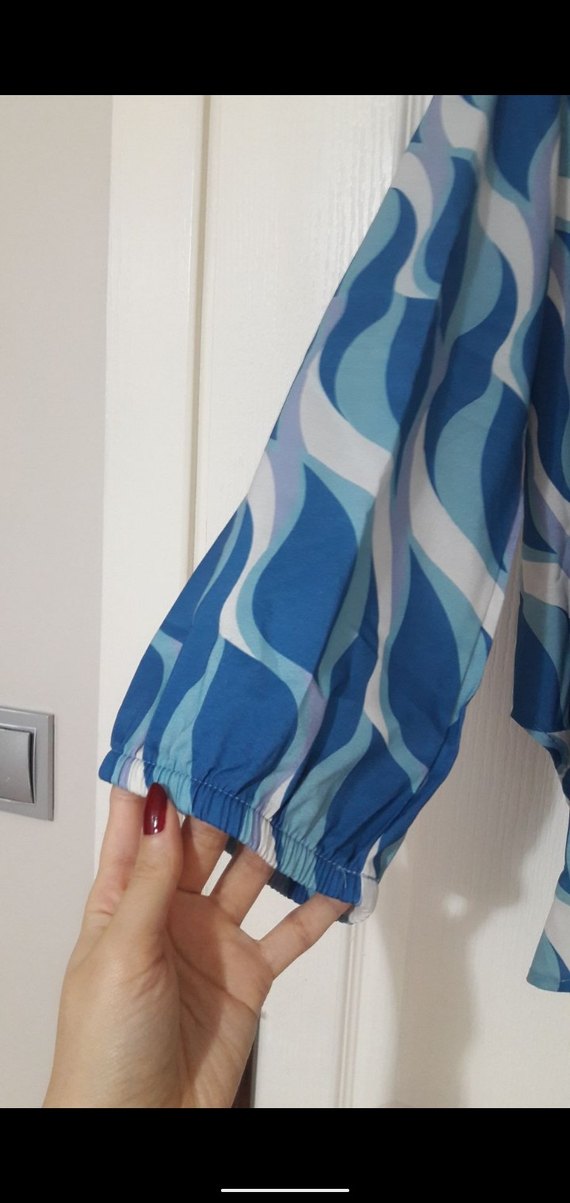 Mavi Bağlamalı Uzun Kollu Kadın Gömlek - Görsel 4