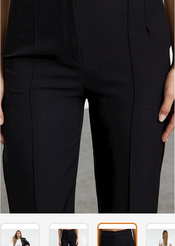 Siyah Kadın Midi Kumaş Pantolon - Görsel 2