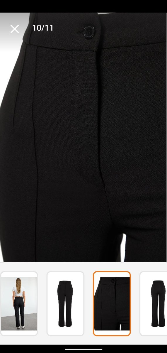 Siyah Kadın Midi Kumaş Pantolon - Görsel 3