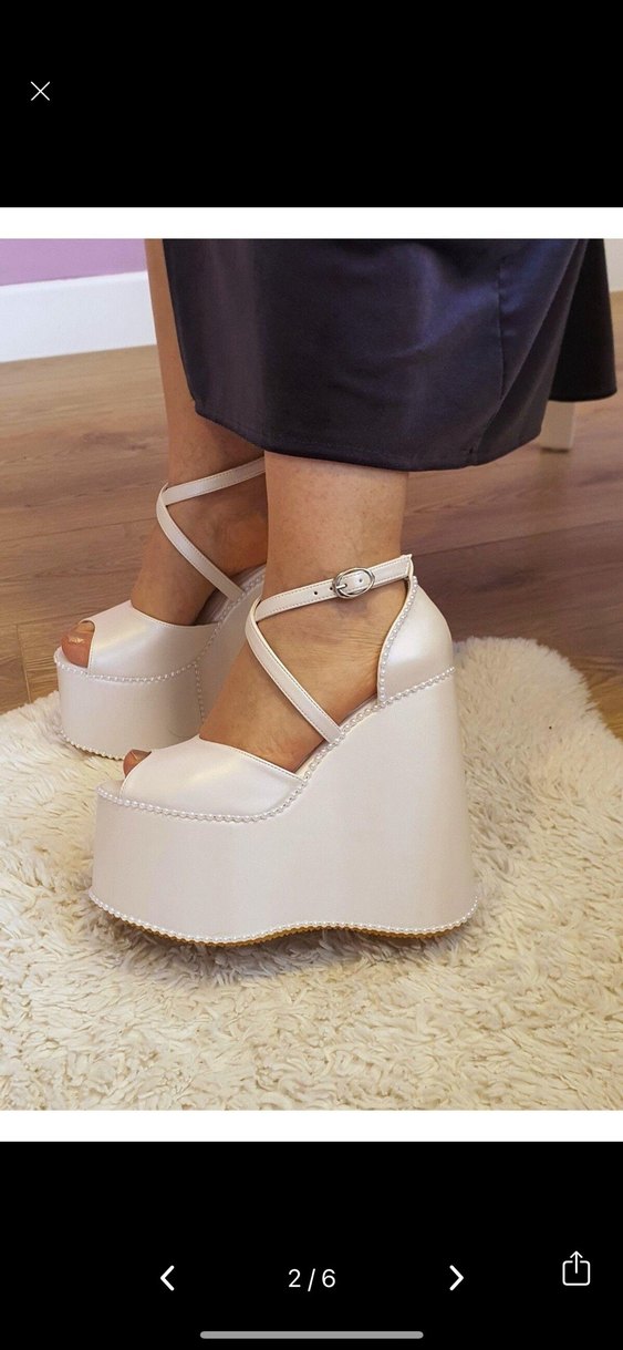 Beyaz Kadın Dolgu Topuklu Platform Ayakkabı 15 cm - Görsel 4