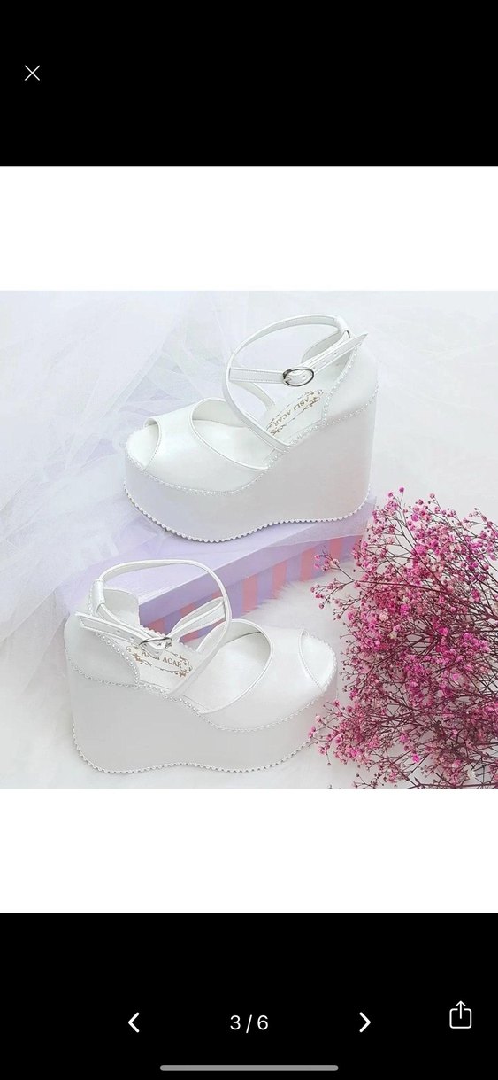 Beyaz Kadın Dolgu Topuklu Platform Ayakkabı 15 cm - Görsel 2