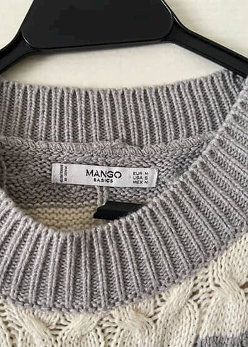 Mango Mango Gri Çizgili Örgü Kadın Kazak