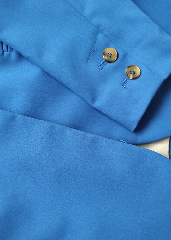 36 Beden Mavi Parlak Kadın Blazer Ceket