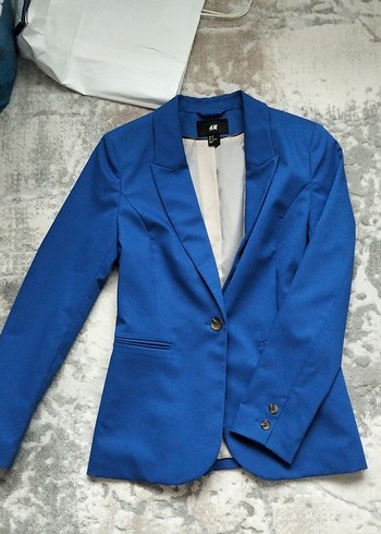 Mavi Parlak Kadın Blazer Ceket