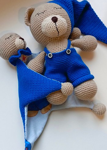 Mavi ve kahve rengi Peluş Oyuncak Ayıcık - Görsel 3