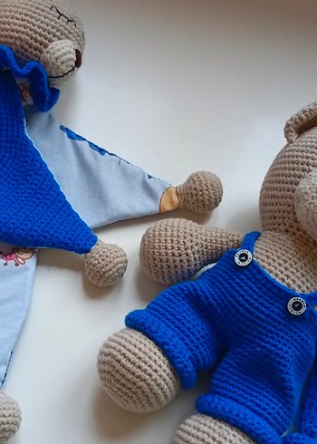 Mavi ve kahve rengi Peluş Oyuncak Ayıcık - Görsel 4