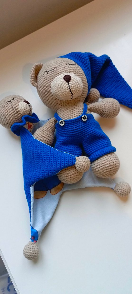 Mavi ve kahve rengi Peluş Oyuncak Ayıcık - Görsel 3