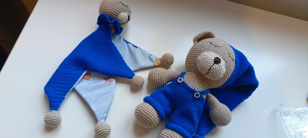 Mavi ve kahve rengi Peluş Oyuncak Ayıcık - Görsel 4