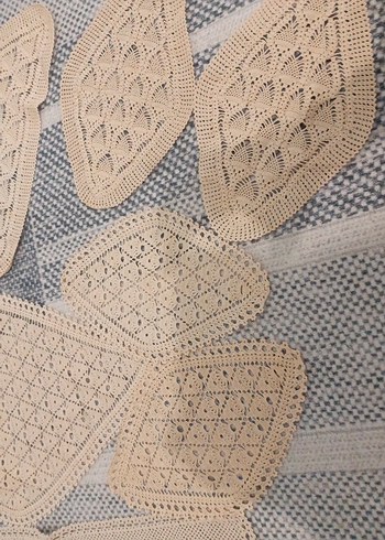 Bohem Tarzda El Örgüsü Bej Dekoratif Örtüler - Görsel 4