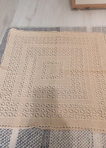 Bohem Tarzda El Örgüsü Bej Dekoratif Örtüler - Görsel 2