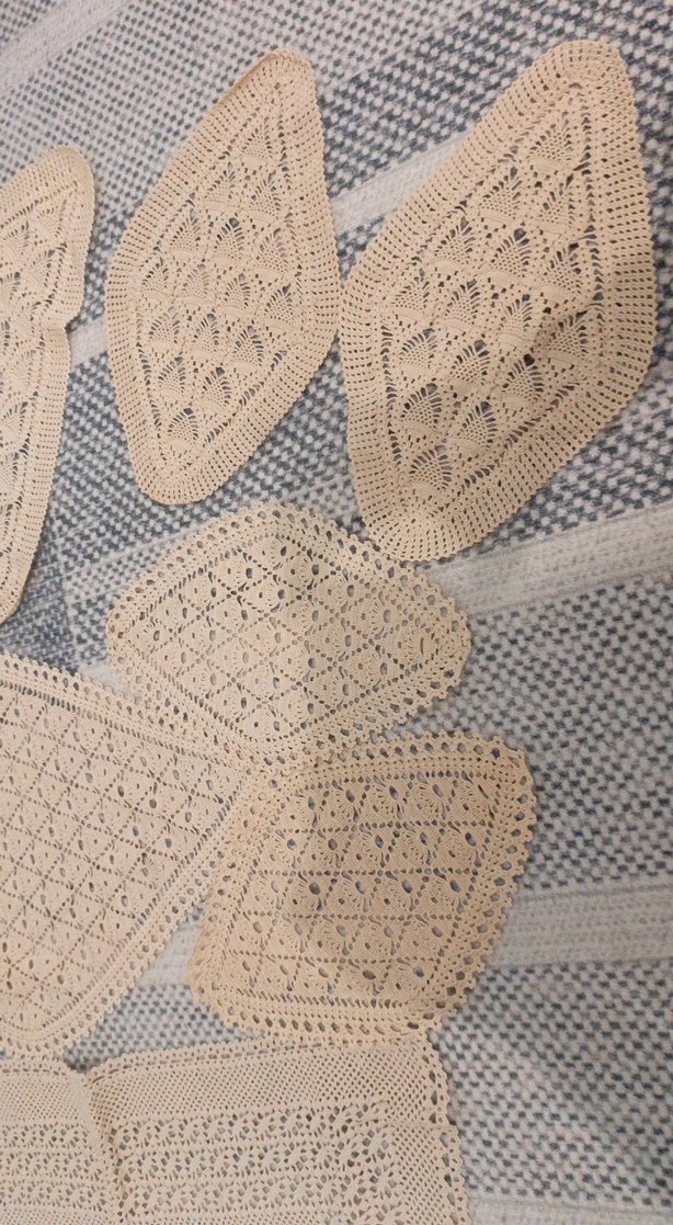 Bohem Tarzda El Örgüsü Bej Dekoratif Örtüler - Görsel 4