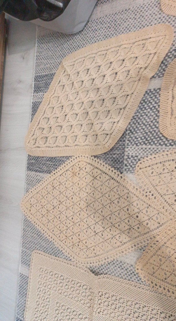 Bohem Tarzda El Örgüsü Bej Dekoratif Örtüler - Görsel 3