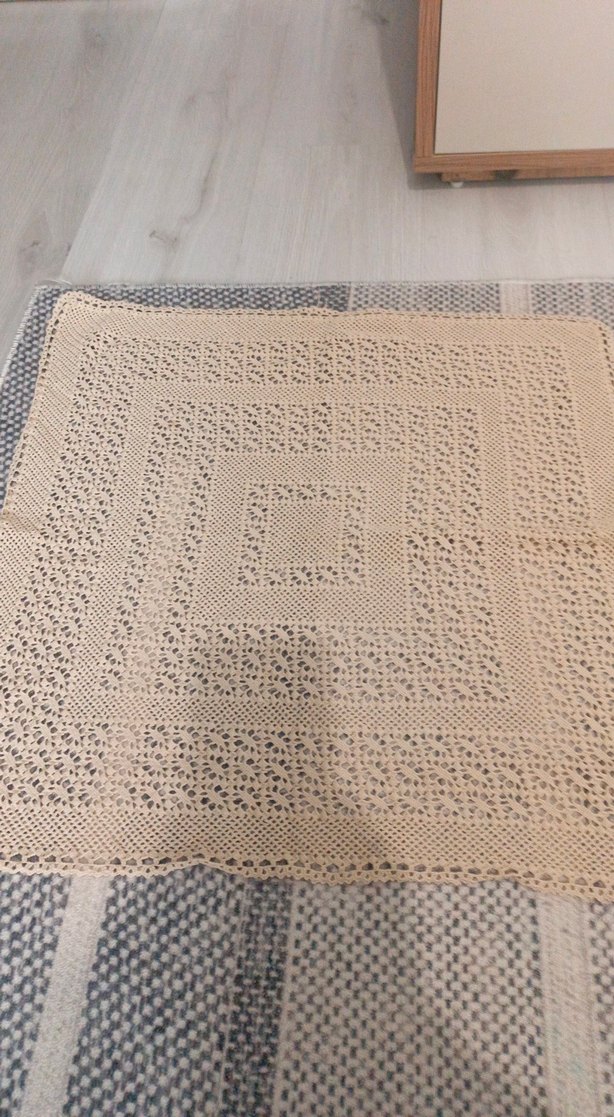 Bohem Tarzda El Örgüsü Bej Dekoratif Örtüler - Görsel 2