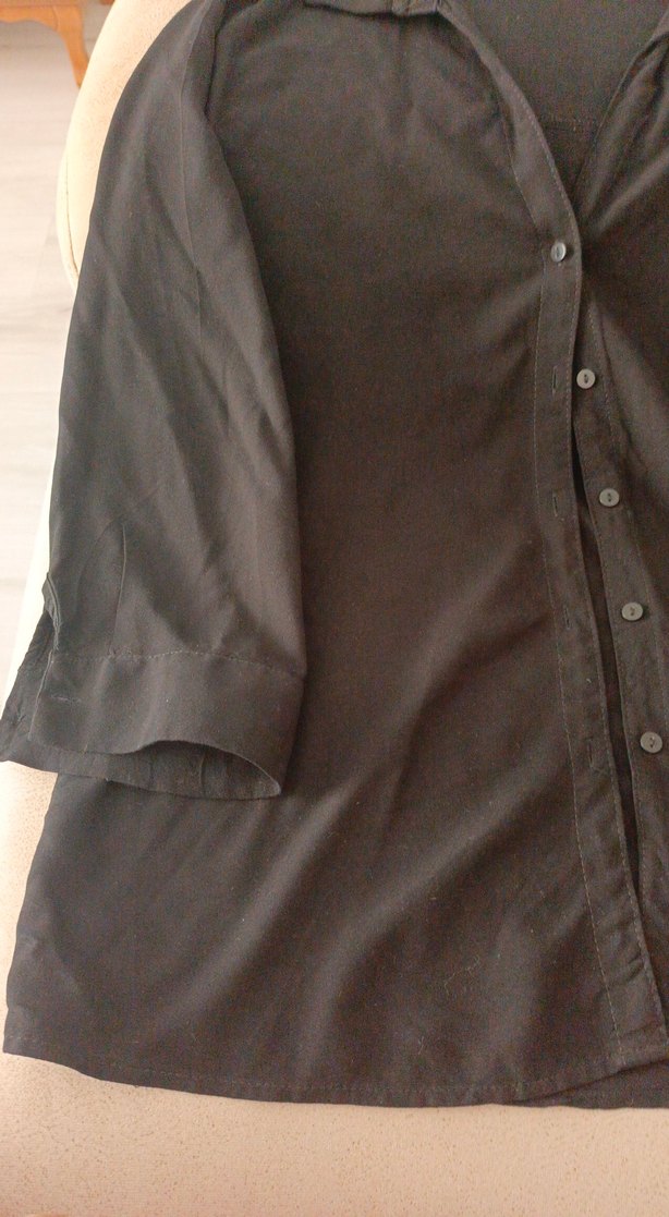 Düğmeli Siyah Kadın Gömlek - Görsel 4