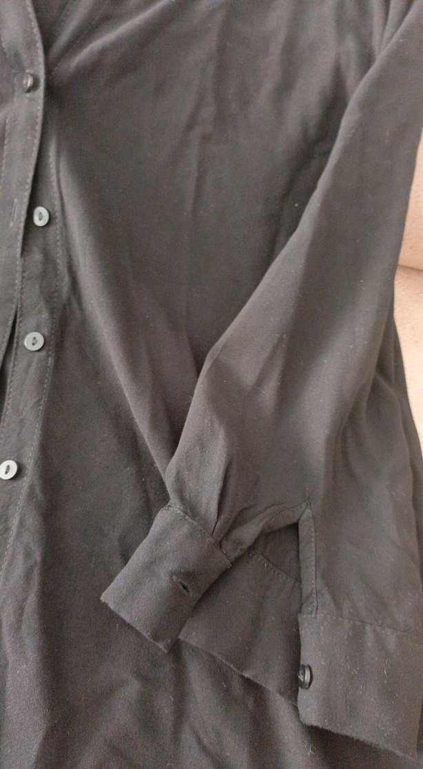 Düğmeli Siyah Kadın Gömlek - Görsel 3