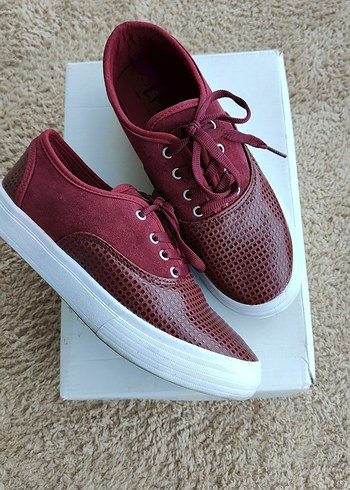 36 Beden Bordo Kadın Spor Ayakkabı Velcro Bantlı