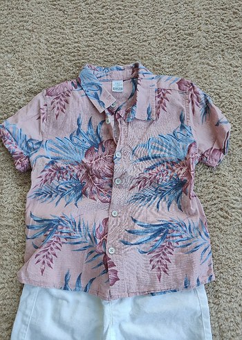 LC Waikiki Erkek Bebek Kısa Kollu Düğmeli Batik Desenli Takım