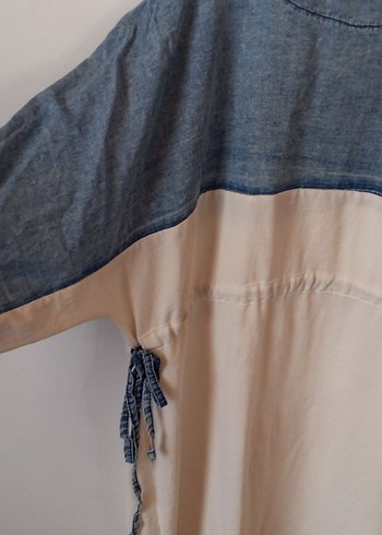 Kadın mavi Beyaz Salaş Denim Tunik - Görsel 2