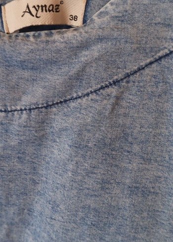 Kadın mavi Beyaz Salaş Denim Tunik - Görsel 3