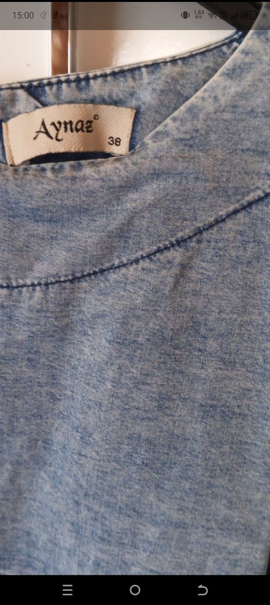 Kadın mavi Beyaz Salaş Denim Tunik - Görsel 3