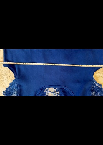 Dantel Detaylı Lacivert Kısa Kollu Bluz - Görsel 5