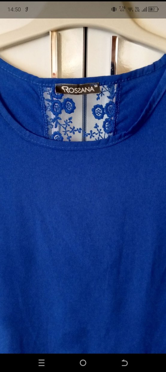 Dantel Detaylı Lacivert Kısa Kollu Bluz - Görsel 2