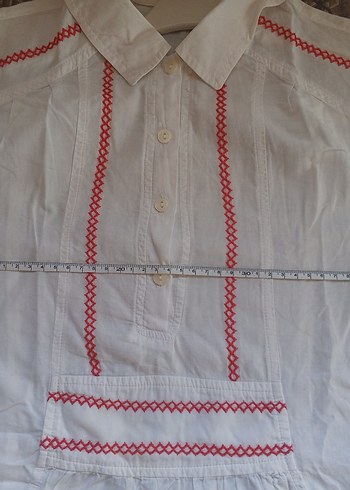 Nakışlı Beyaz Bohem  Bluzu - Görsel 3