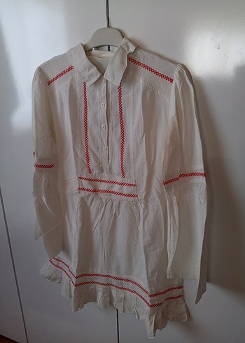 Nakışlı Beyaz Bohem  Bluzu - Görsel 2